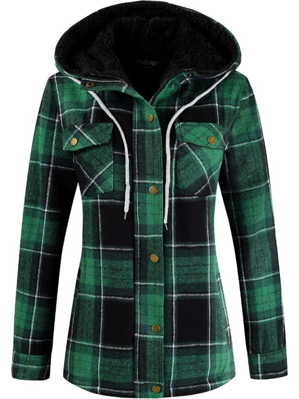 Cozy Women's Plaid Hooded Sherpa Jacket | Fleece Flannel Coat for Winter